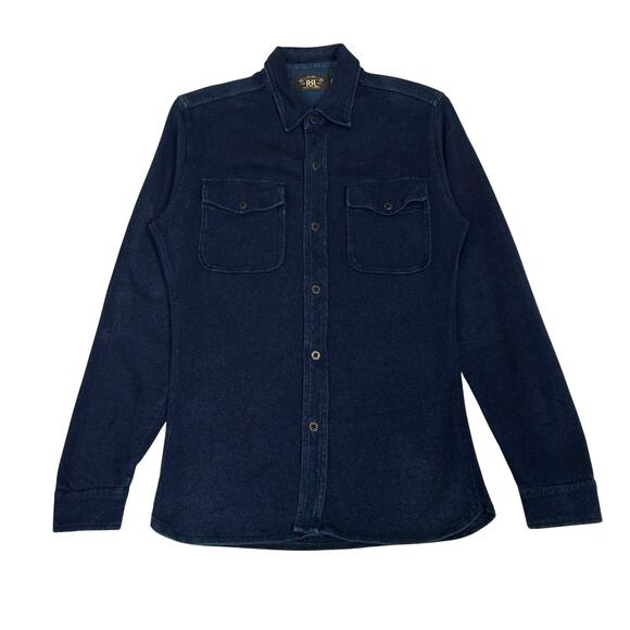 RRL Double RL Ralph Lauren 1940s Indigo French Terry Shirt Men's Medium Western